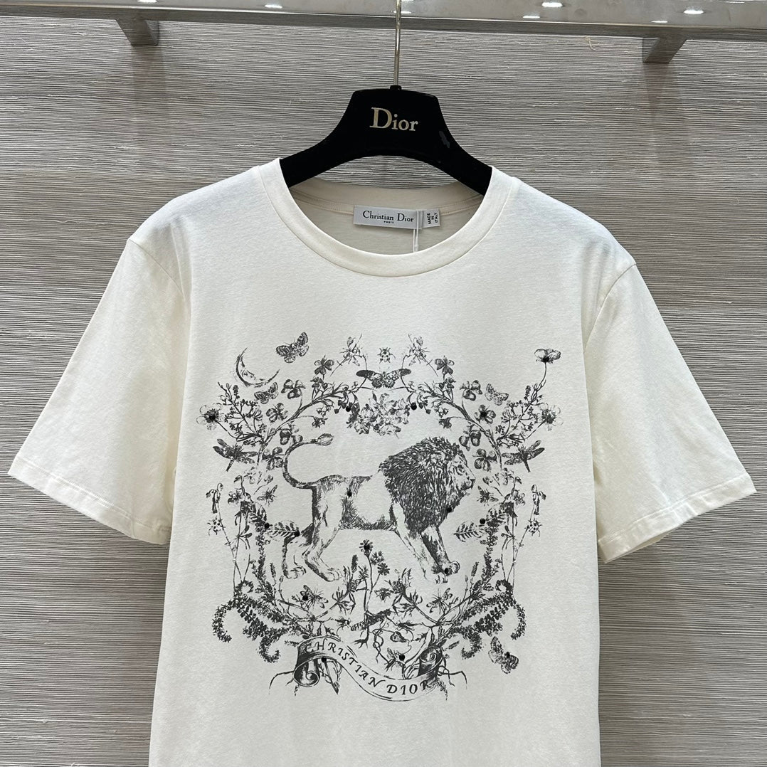 Lion floral short-sleeved T-shirt