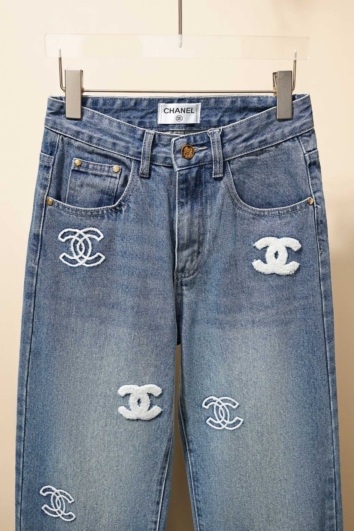 Multi-logo high waist straight jeans