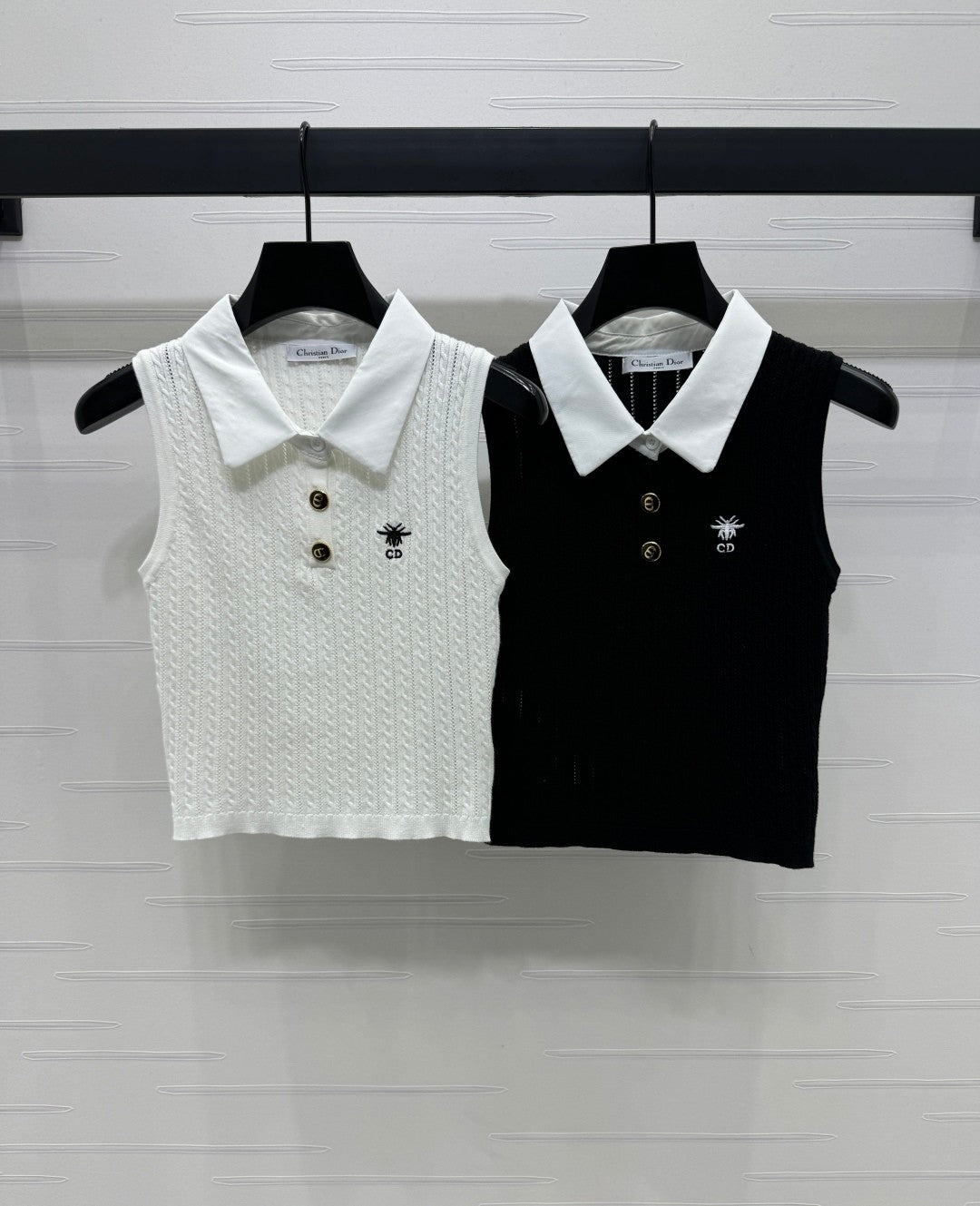 Lapel contrast light knitted vest