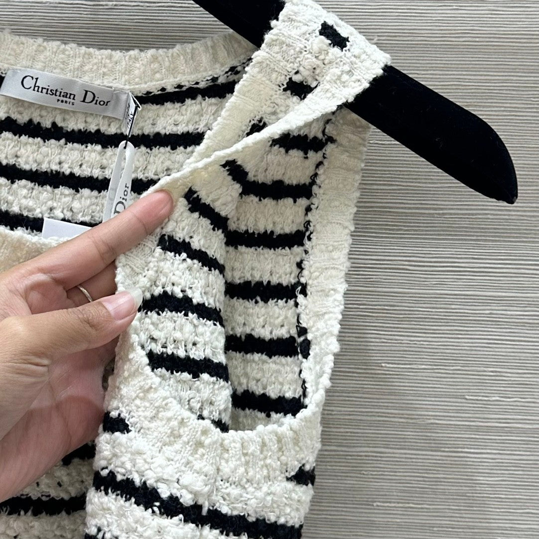 24ss new striped knitted top