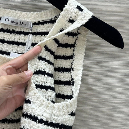 24ss new striped knitted top