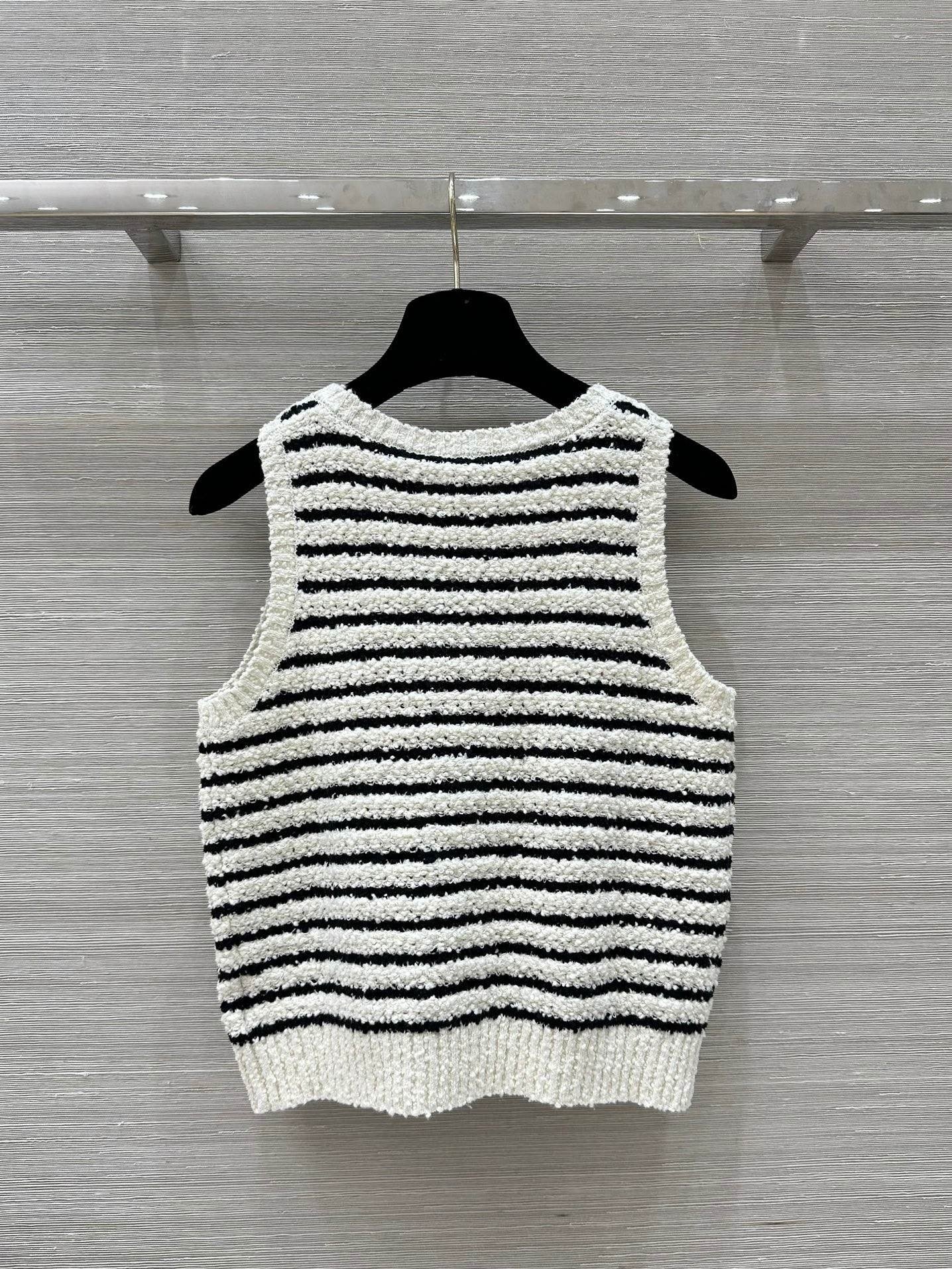 24ss new striped knitted top