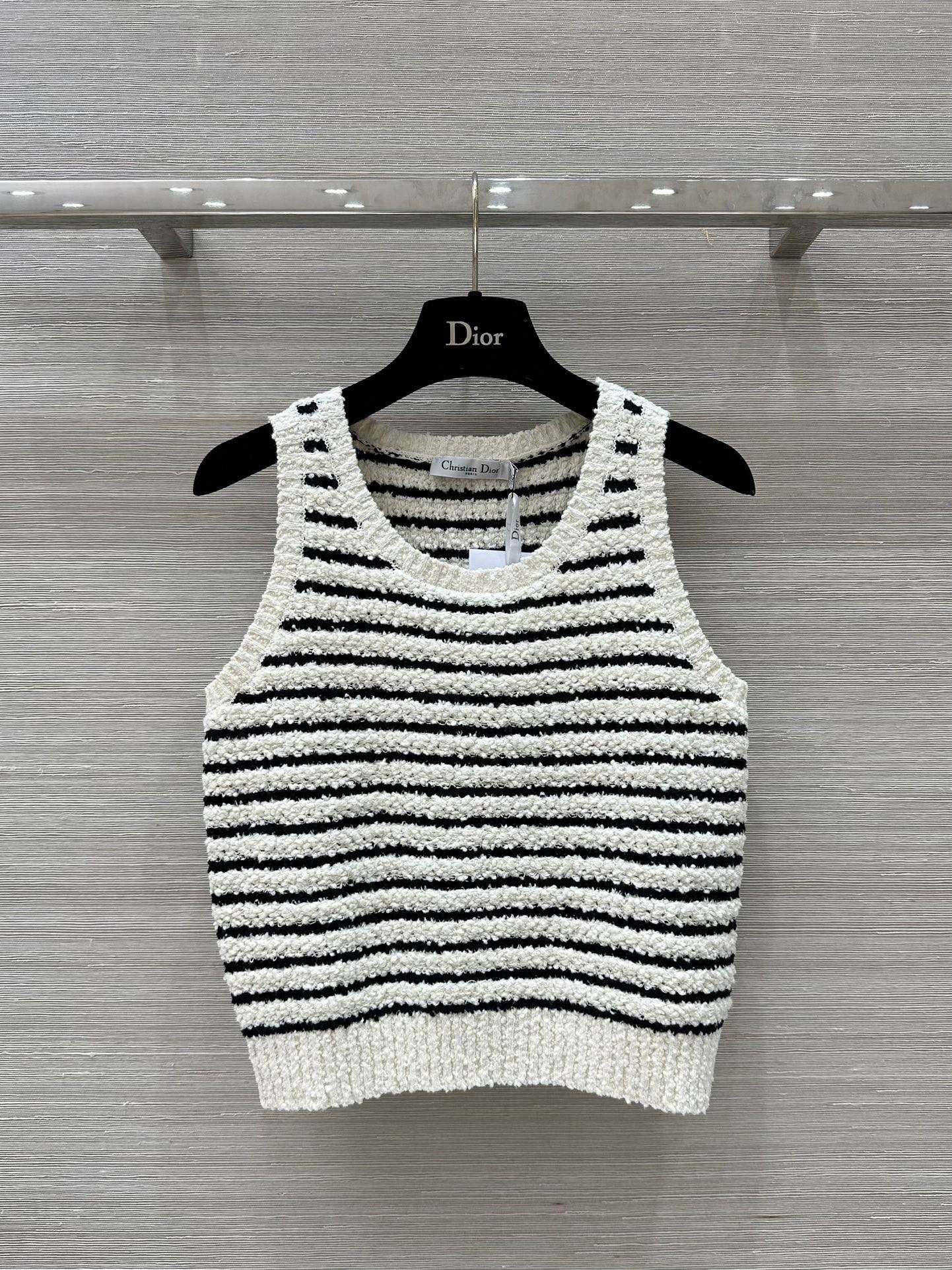 24ss new striped knitted top