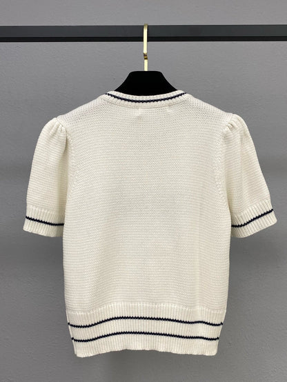 Classic knitted embroidered crew neck T-shirt