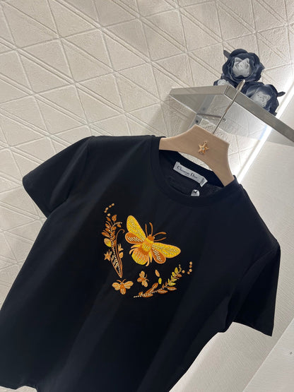 25ss new bee embroidery round neck fashionable T-shirt