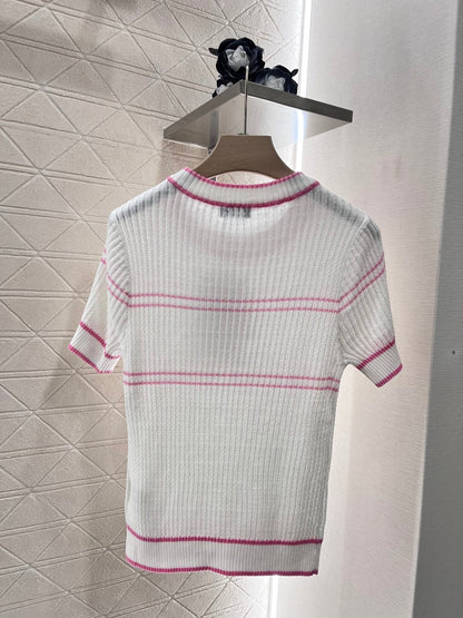 High-end temperament round neck knitted T-shirt