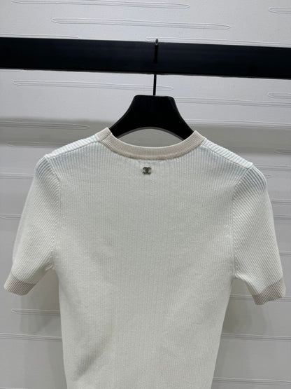 Crochet knitted crew neck short sleeves