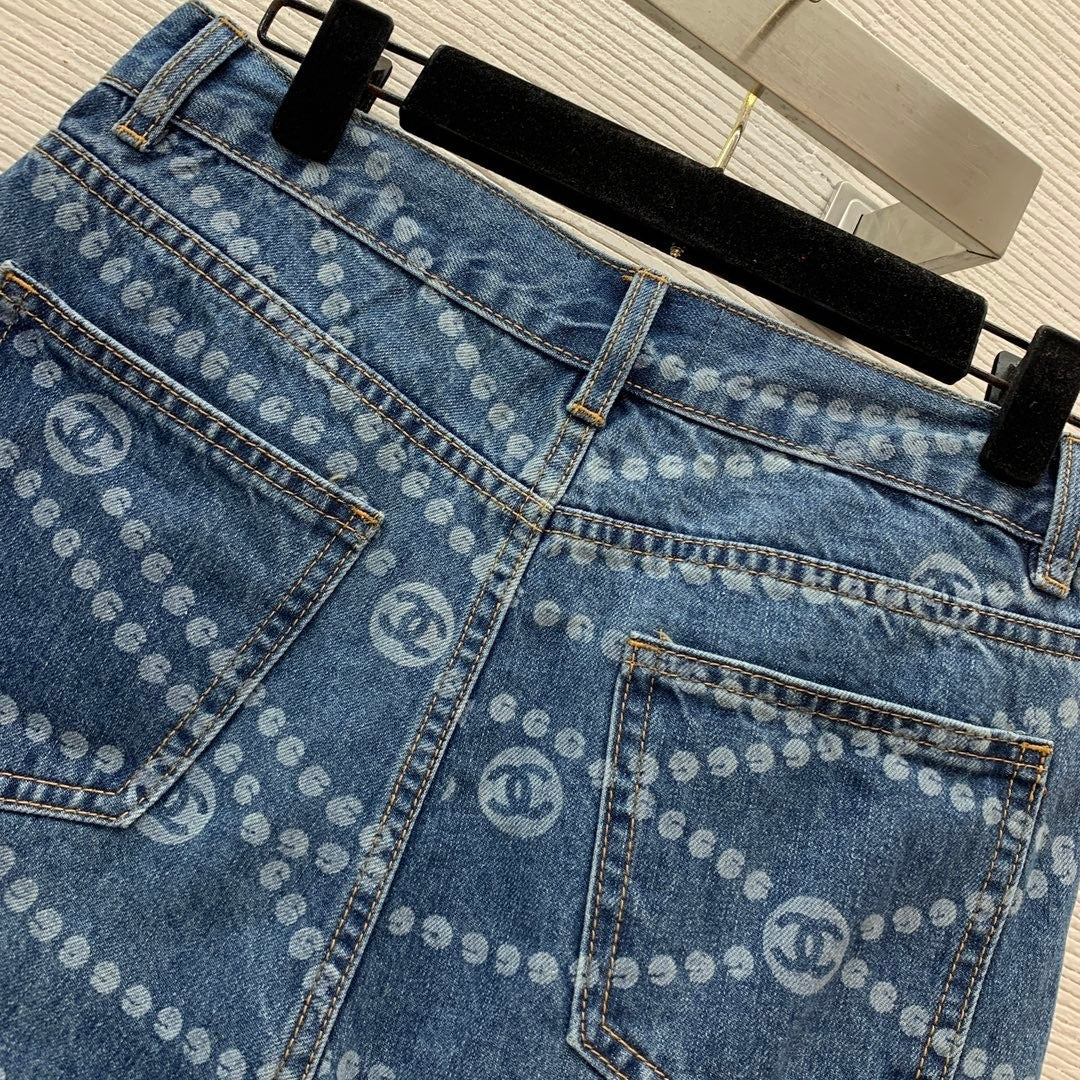 25 years new full print jacquard denim shorts