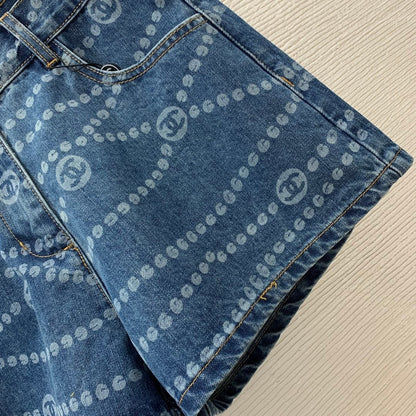 25 years new full print jacquard denim shorts