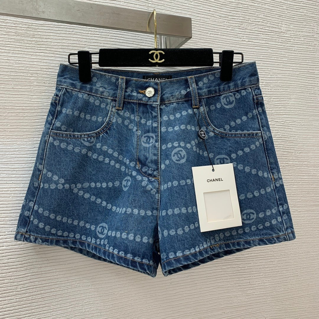 25 years new full print jacquard denim shorts