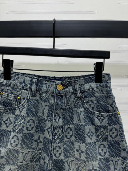 25-year new jacquard plaid denim shorts