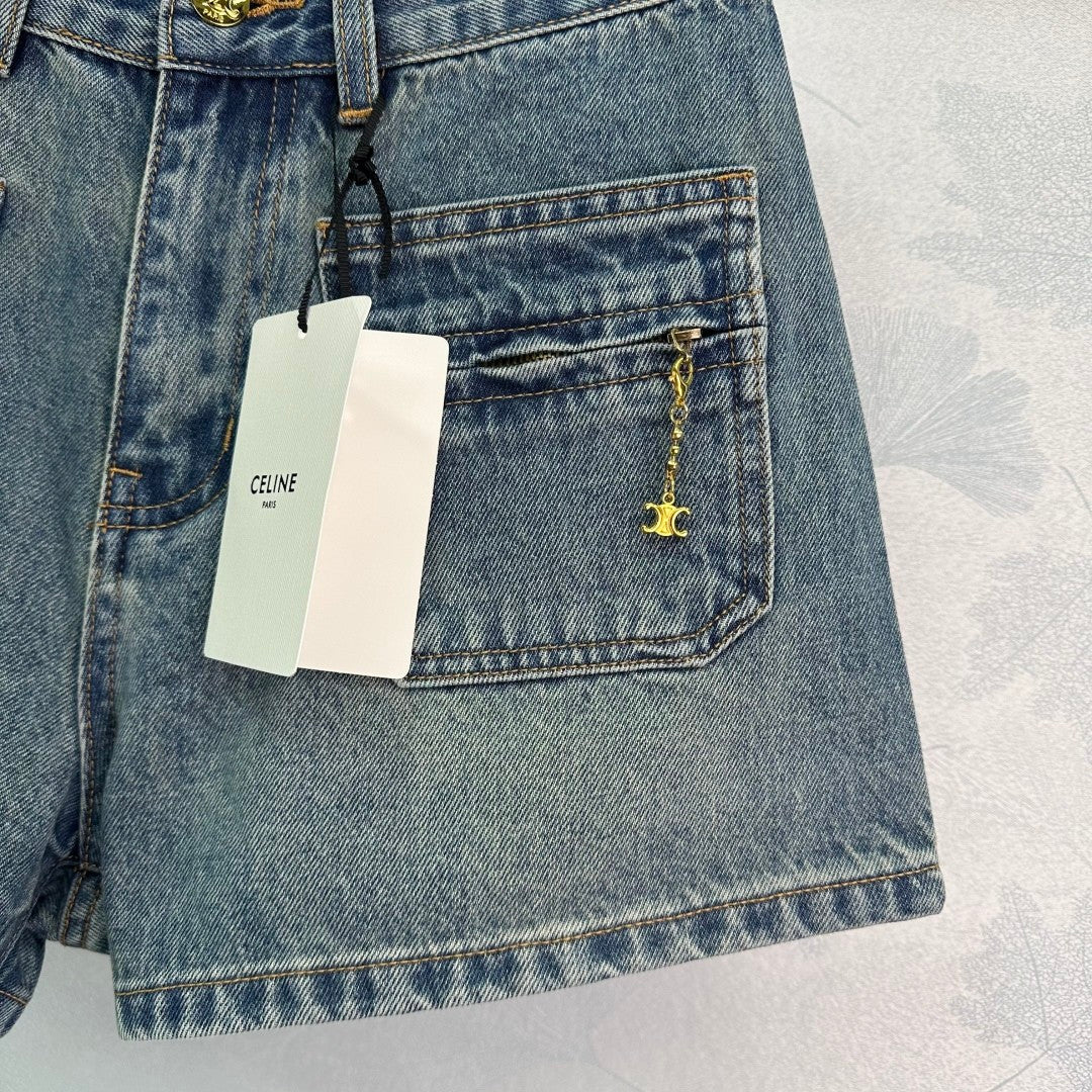 25-year new double pocket denim shorts