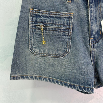 25-year new double pocket denim shorts