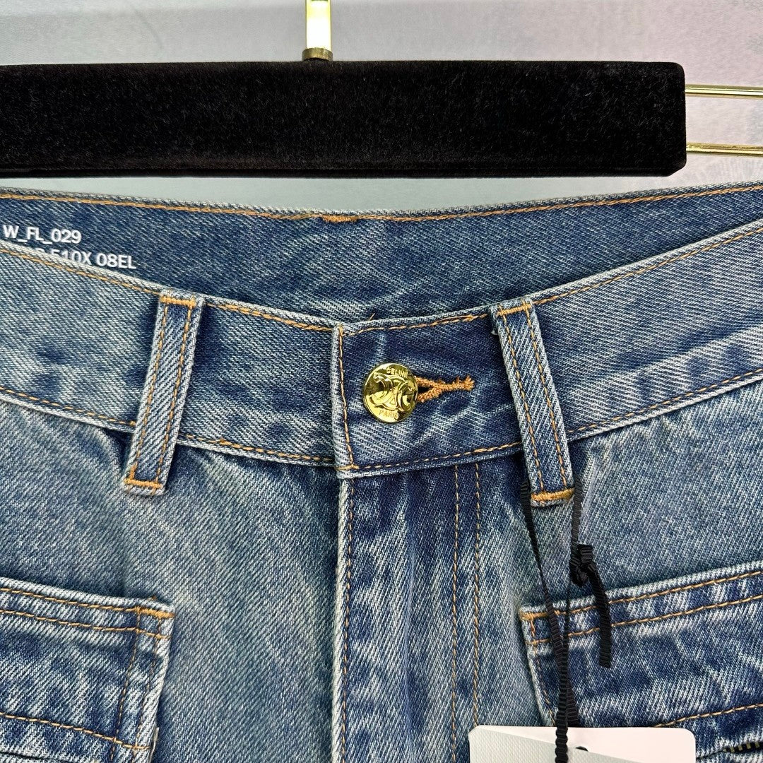 25-year new double pocket denim shorts