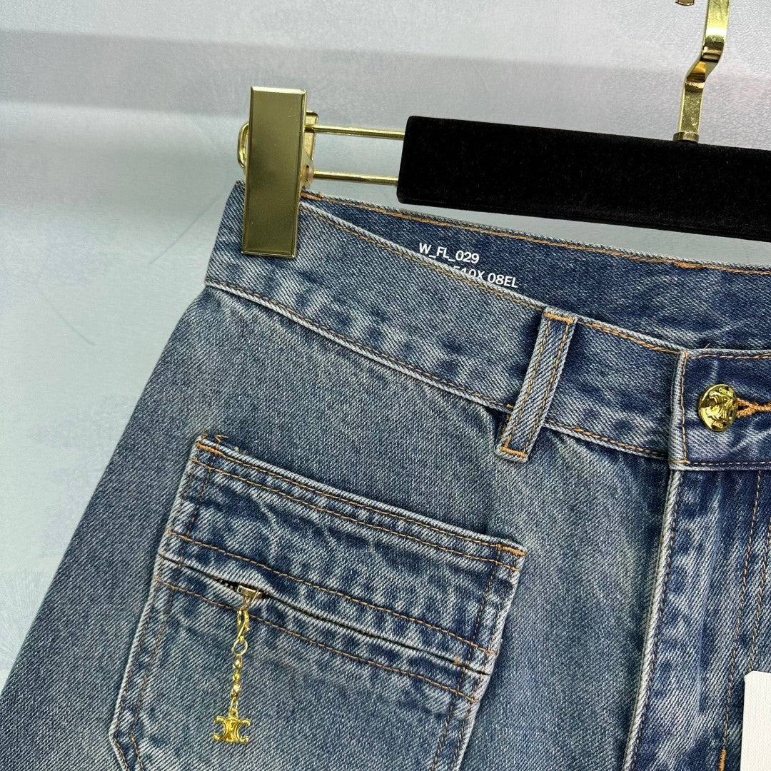 25-year new double pocket denim shorts