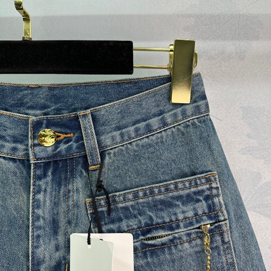 25-year new double pocket denim shorts