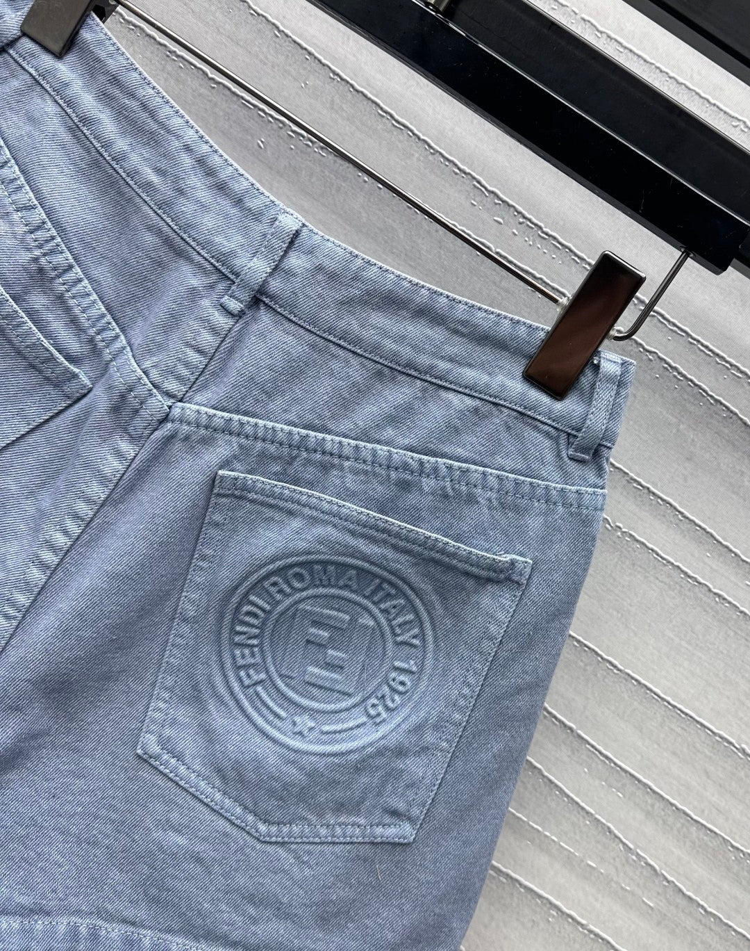 25 years new embossed denim shorts