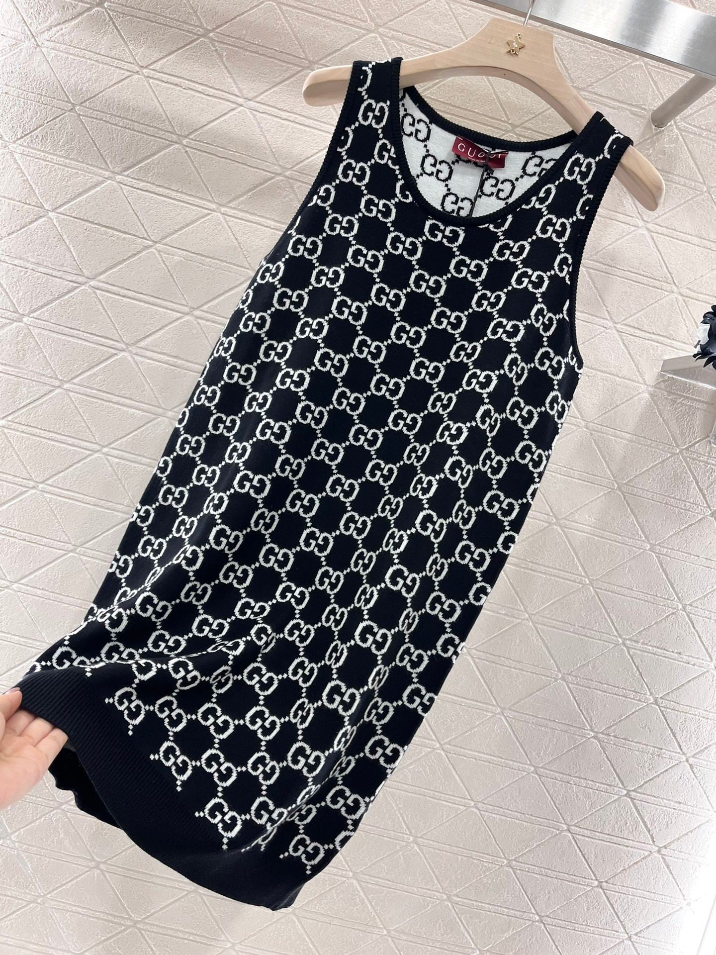 New fashion two-sided jacquard knitted vest dress