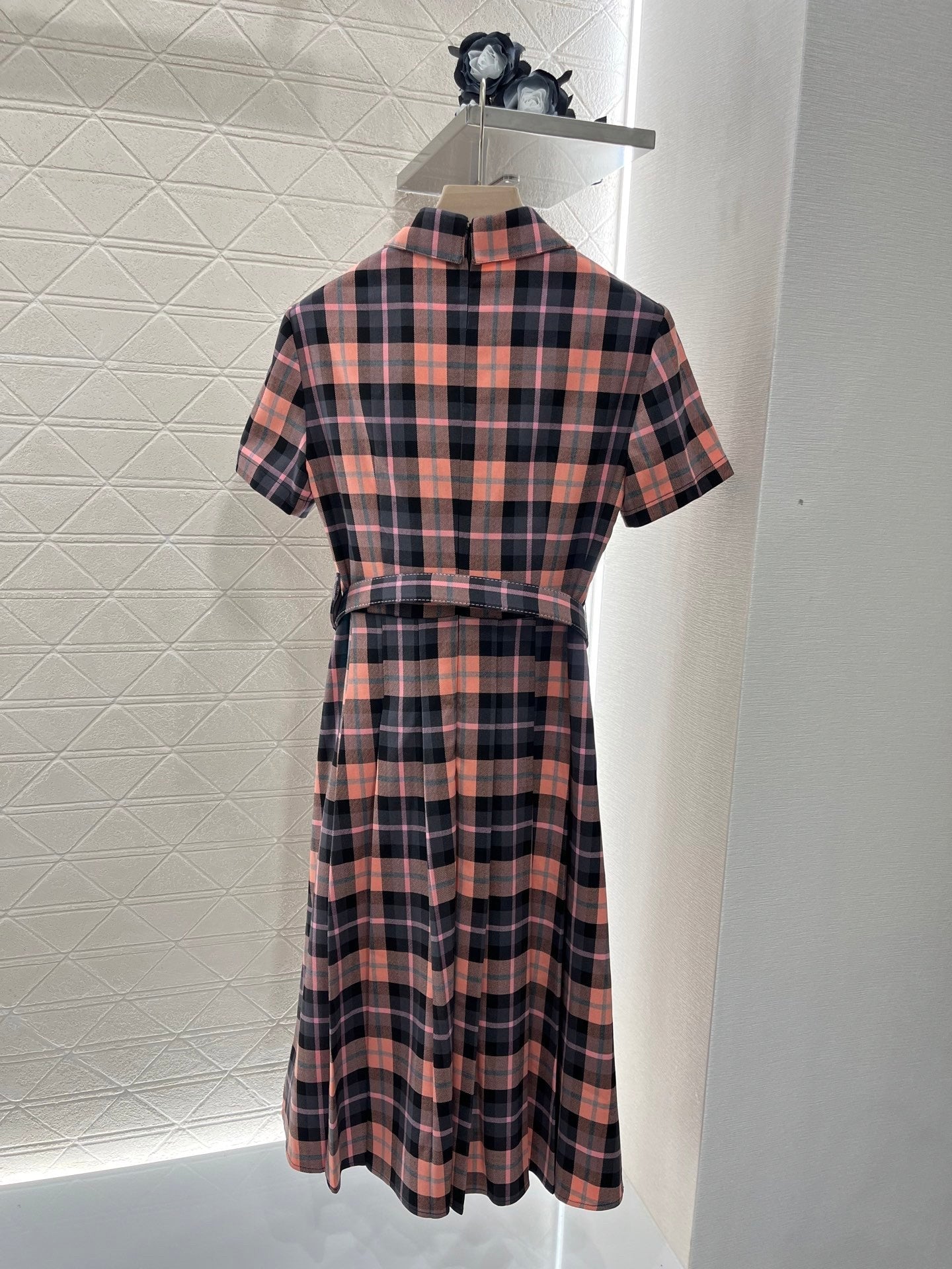 25ss new checkered short-sleeved d dress