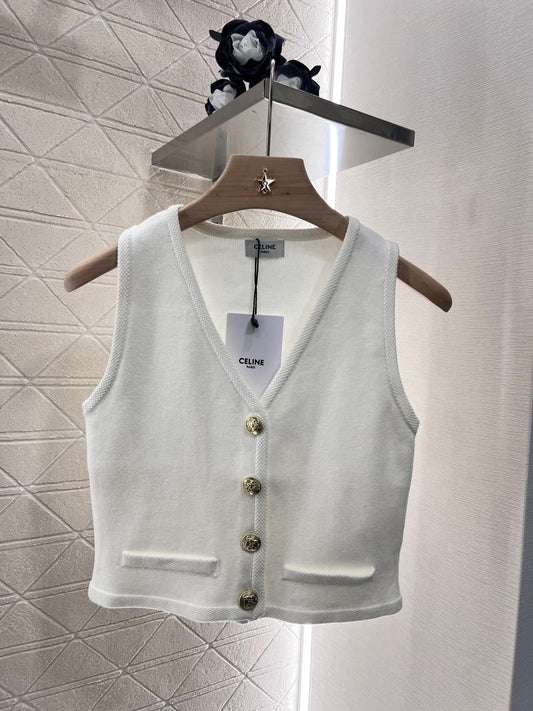 25ss spring and summer new silk cotton knitted vest