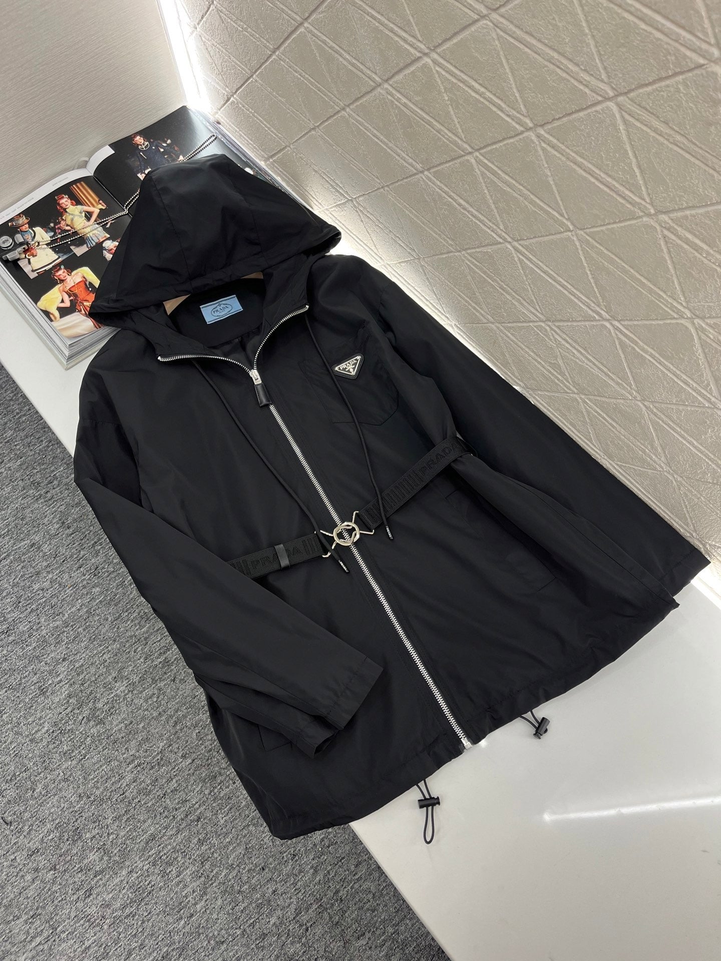 25ss new hooded belt jacket