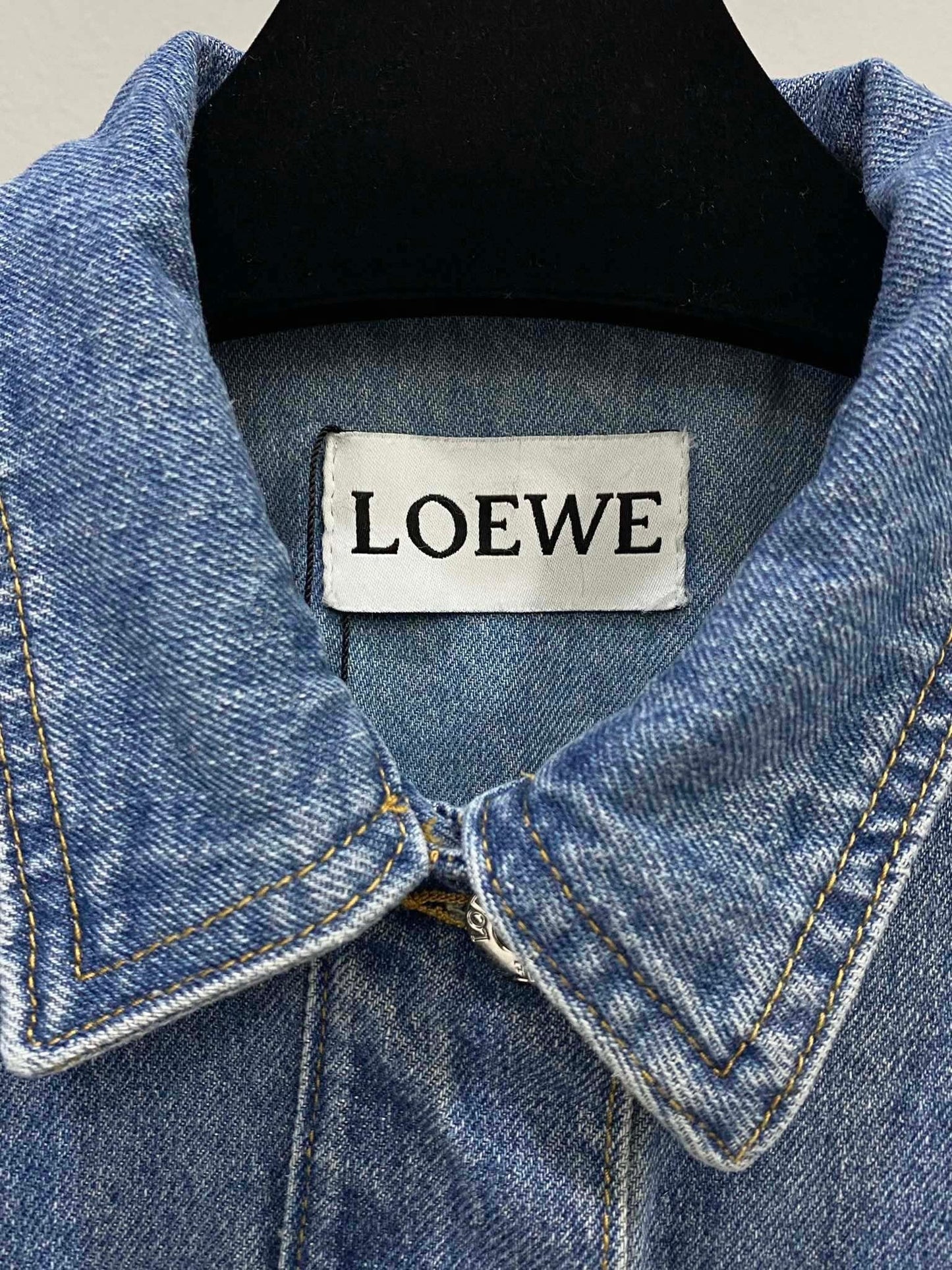 Letter leather logo pocket denim jacket