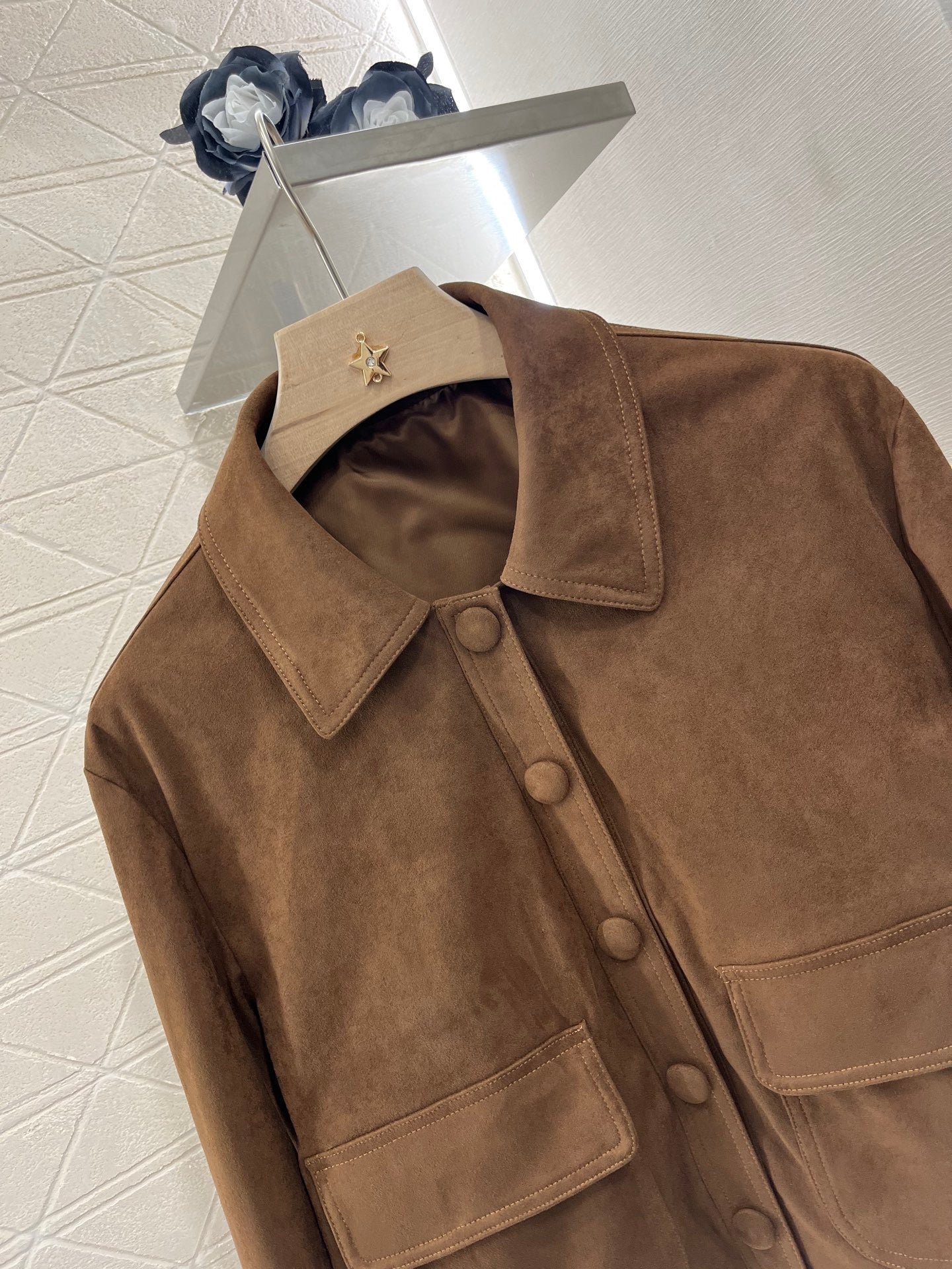 25ss new vintage lapel snap button jacket