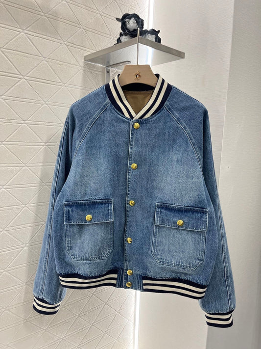 25ss new fashion denim baseball jacket