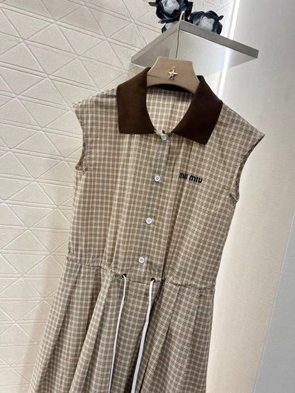 25ss new fashion plaid cotton dress