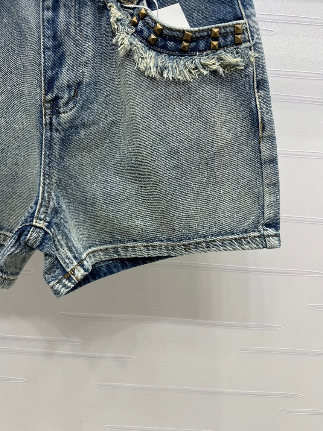 New fashion fringe cotton twill denim shorts