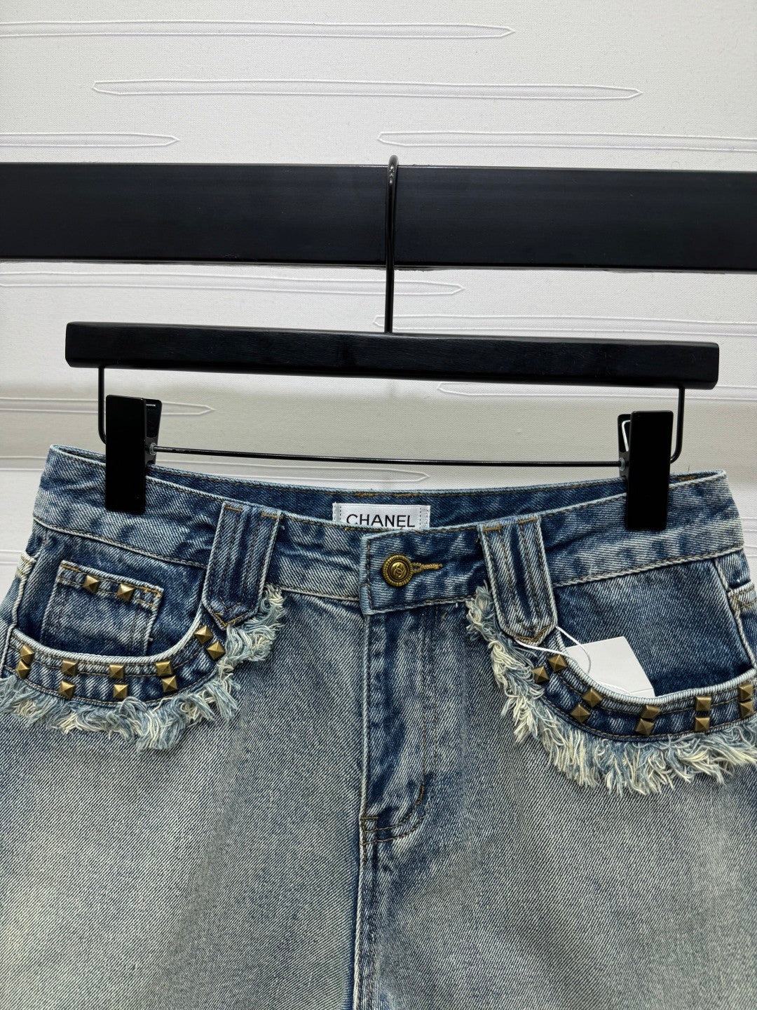 New fashion fringe cotton twill denim shorts