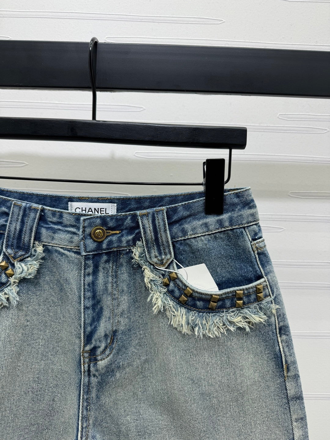 New fashion fringe cotton twill denim shorts