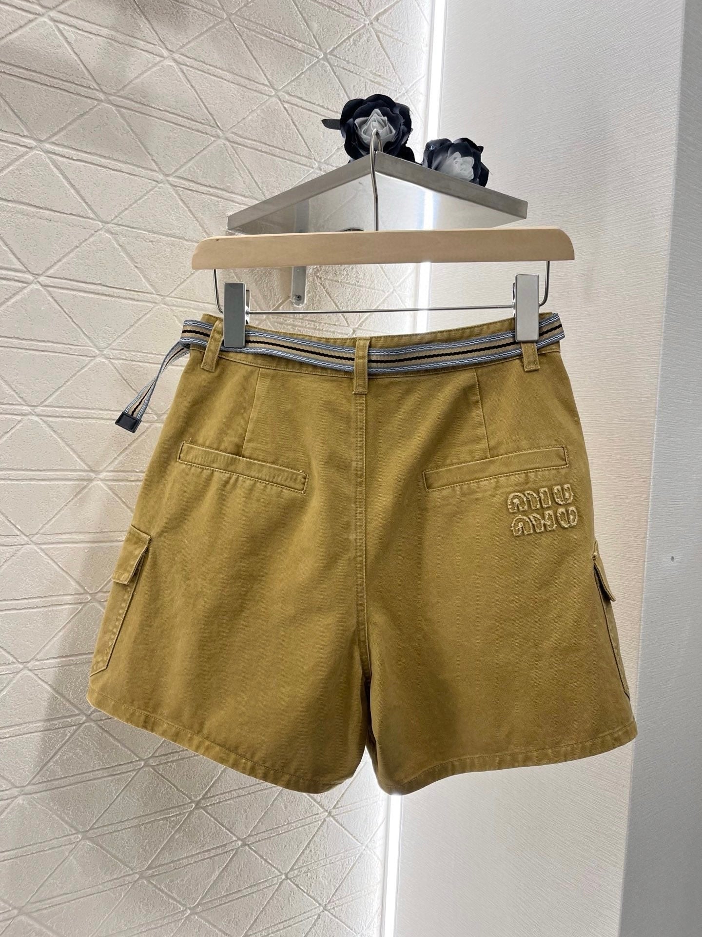 25ss new fashion workwear pocket belt denim shorts