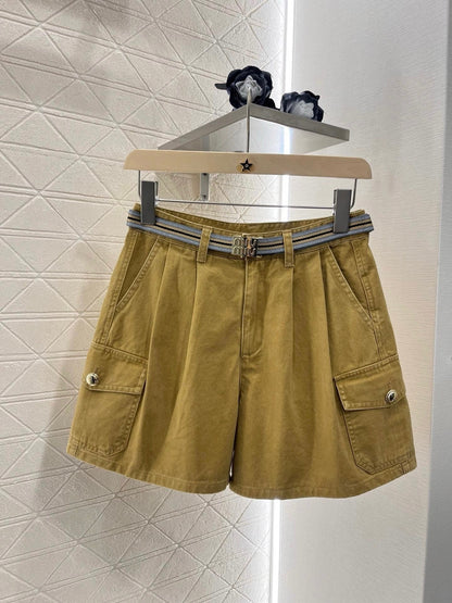 25ss new fashion workwear pocket belt denim shorts