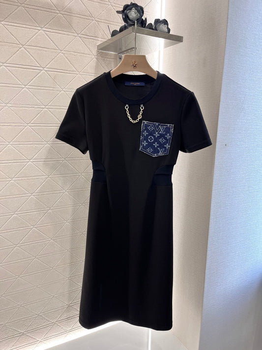 25ss new original cotton material fashionable chain dress