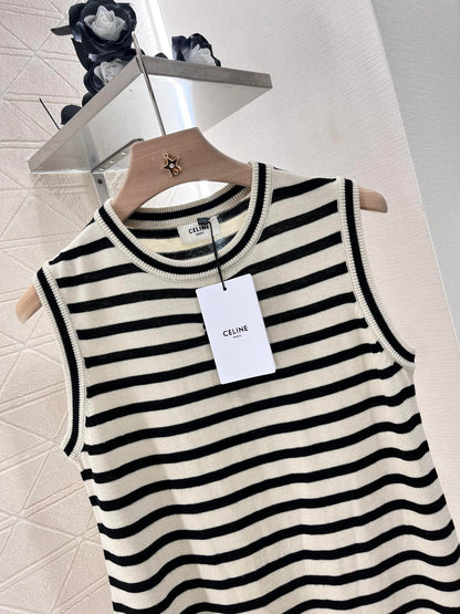 25ss new fashion wool yarn material knitted vest dress