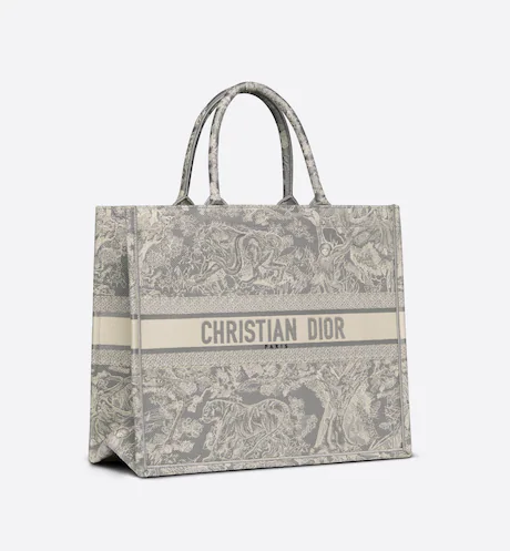 LARGE  BOOK TOTE Gray Toile de  (42 x 35 x 18.5 cm)