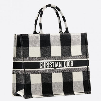 Book Tote Bag  Checkered Canvas